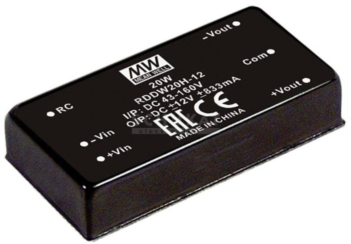 MW Mean Well RDDW20F-15 DC DC Converter 666 MA 20 W Nombre de sorties : 2 x contenu 1 pièce(s)