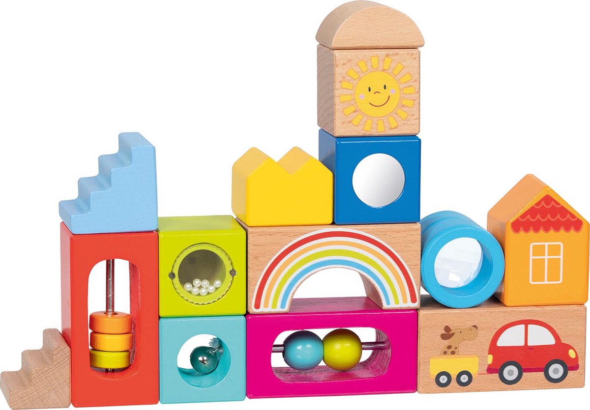 Blocs de construction Goki - exploration - 14 pièces - bois et métal - 1 an
