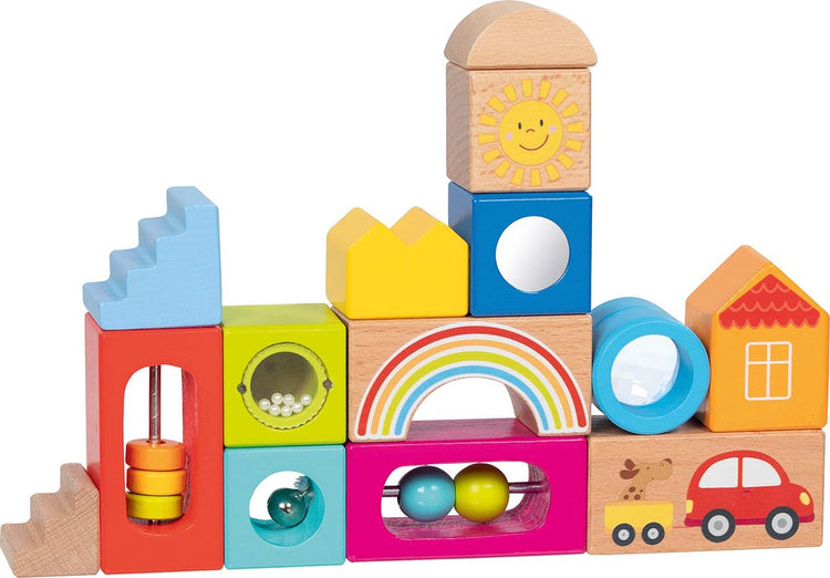 Blocs de construction Goki - exploration - 14 pièces - bois et métal - 1 an