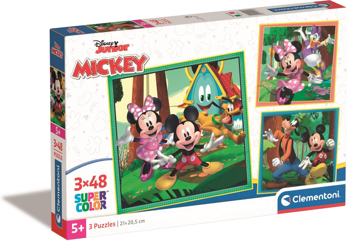 Clementoni Jigsaw Puzzle Super Color Square Mickey and Friends, 3x48st.
