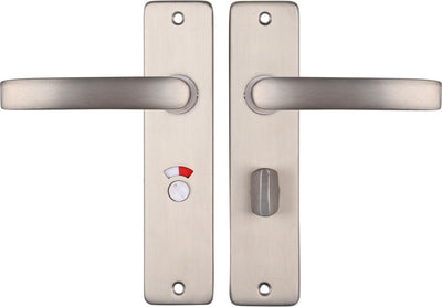 Poignée de porte Starx argent - aspect acier inoxydable - ferrures de porte - bouclier de porte avec serrure de toilette (WC57 - 5) - bloc de poignée de porte