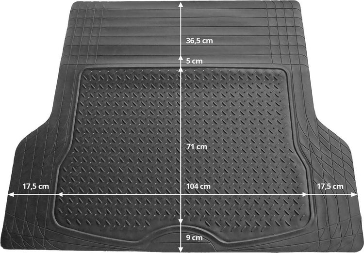 Tapis de coffre universel en caoutchouc Cargoods (137x108cm) idéal à utiliser. antidérapant et protection de votre espace de coffre.