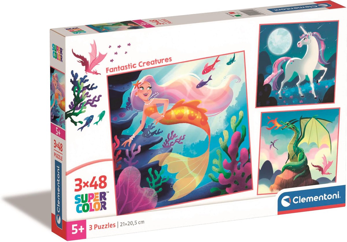 Clementoni Jigsaw Puzzle Super Color Square Fantasy, 3x48st.