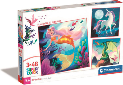 Clementoni Jigsaw Puzzle Super Color Square Fantasy, 3x48st.