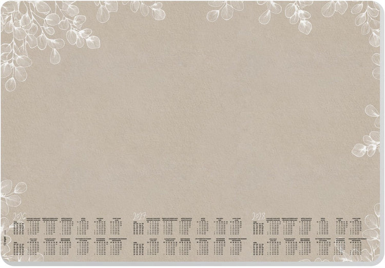 Sous-main Sigel - format A2 - eucalyptus naturel - avec calendrier 2026 2027 2028 - coins arrondis - si-h6316