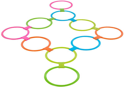 Eddy toys set d'anneaux de marelle 20 pièces - ø27,5 cm - ensemble d'anneaux de marelle avec 10 anneaux et 10 connecteurs - jeu de marelle pour enfants pour l'extérieur - anneaux de marelle en plastique - différentes couleurs