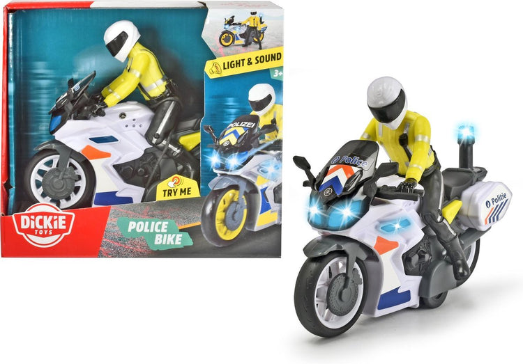 Dickie Toys moto de police - version belge - 17 cm - son léger - véhicule jouet