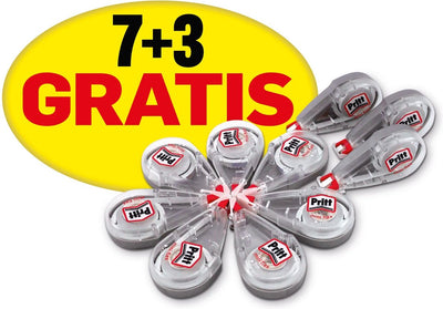 Jeu de mini rouleaux correcteurs Pritt : 10 pièces | 3 pièces supplémentaires gratuites | largeur de 4,2 mm et longueur de 7 mètres | emballé dans un sac en plastique pratique pour une utilisation facile.
