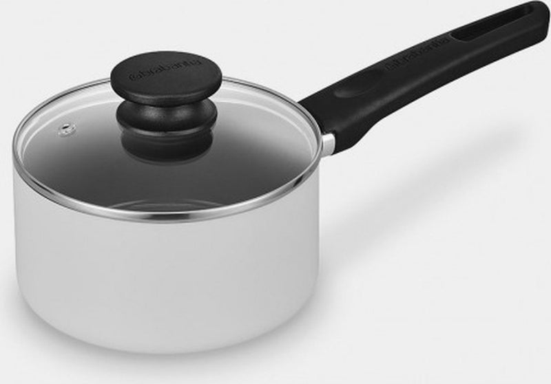 Brabantia indu+ casserole avec couvercle -ø 16 cm - casserole - revêtement antiadhésif en céramique - couvercle en verre - convient à l'induction - 100% sans PFA - passe au lave-vaisselle - noir