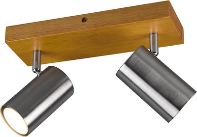 Trio marley - spot - nickel mat - excl. 2x gu10 4,5w - élément en bois