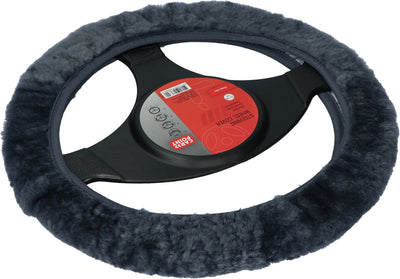 Carpoint housse de volant voiture - peau de mouton anthracite - pour volants d'un diamètre de 37-39 cm