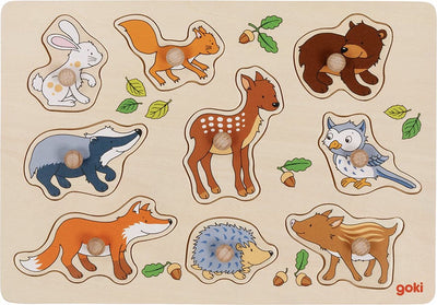Goki Wooden Stud Puzzle Forest Animaux, 9e.