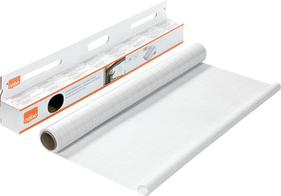 Feuilles effaçables à sec pour tableau blanc instantané Nobo à carreaux en rouleau - 25 feuilles électrostatiques - 60x80cm - blanc