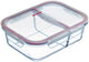 Récipient alimentaire en verre Westmark, capacité : 980 ml, avec 2 compartiments séparés, va au micro-ondes et au four, verre plastique silicone, rouge transparent, 234622e1