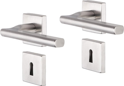 Tabouret Impresso Kirby avec 2x rosace SL carré recouvert d'acier inoxydable