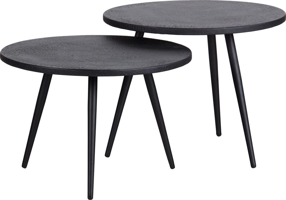 Tables d'appoint Woood suze - bois métal - noir - lot de 2