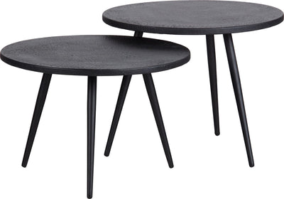 Tables d'appoint Woood suze - bois métal - noir - lot de 2