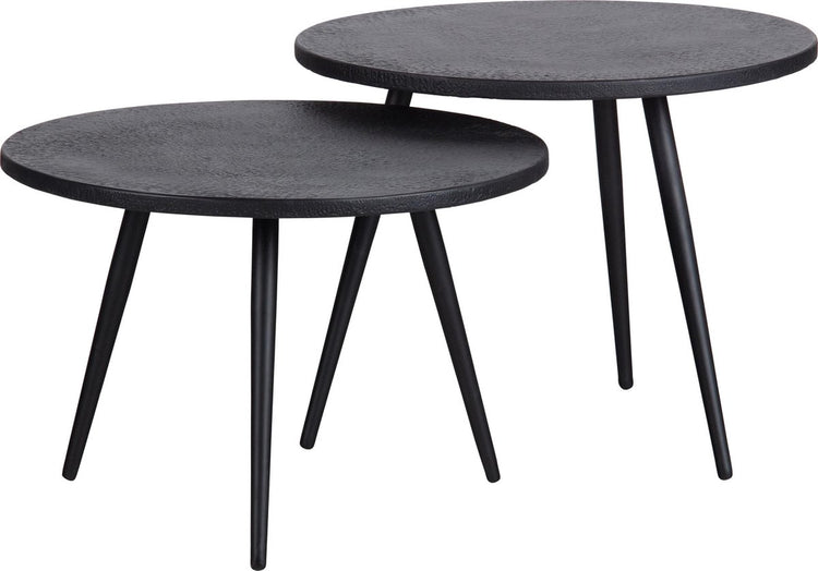 Tables d'appoint Woood suze - bois métal - noir - lot de 2