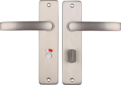 Poignée de porte Starx argent - aspect acier inoxydable - ferrures de porte - bouclier de porte avec serrure de toilette (wc63 - 8) - bloc de poignée de porte