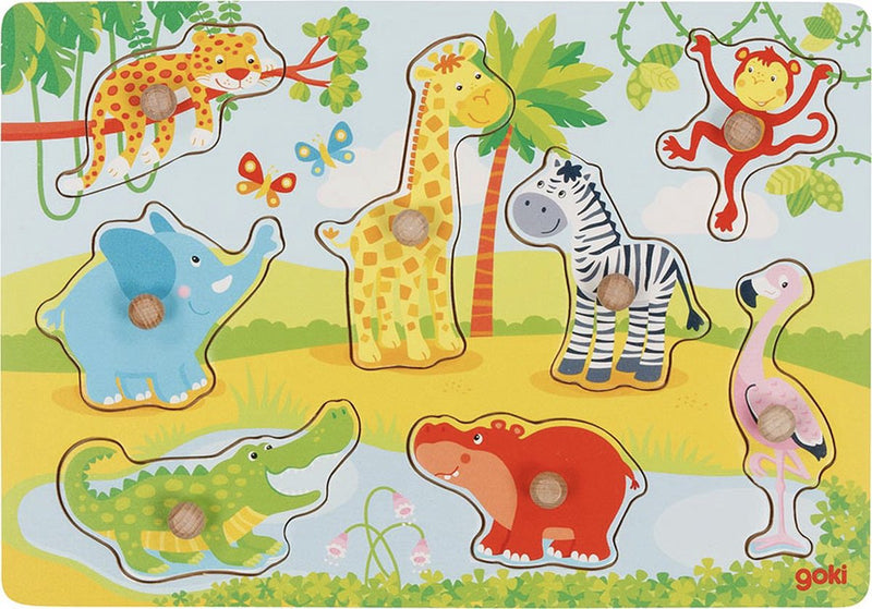 Bouton puzzle bébés animaux africains. 8 charcuterie