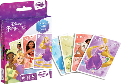 Shuffle Disney Princess - Jeux de cartes 4 en 1 (quatuor, mémo, snap, jeu d'action)