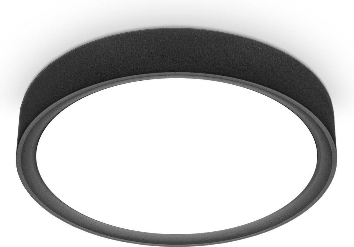 B.k.licht - plafonnier - noir - plafonnier avec 1 point lumineux - ø25cm - 4 000k - 1 200lm - 12w