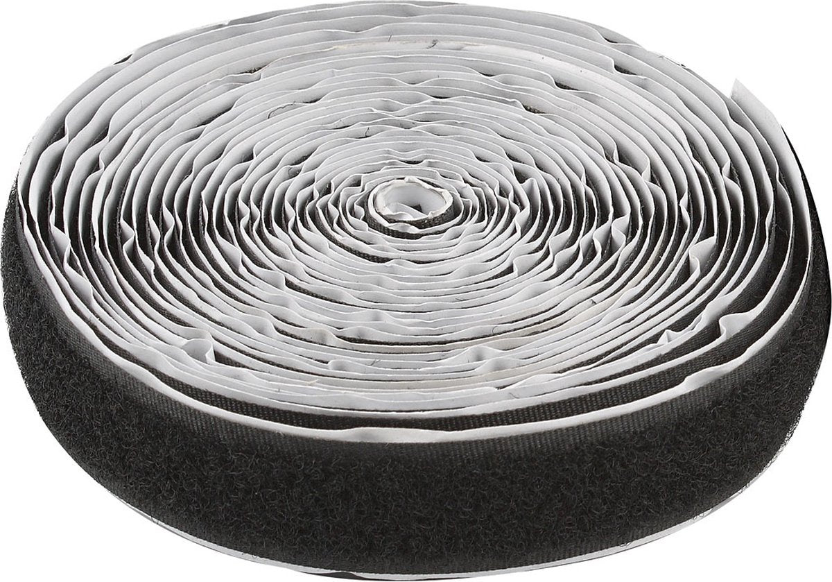 Creativ Company Velcro Hook and Loop Fermeure, auto-adhésif, b: 20 mm, noir, 5 m 1 rouleau
