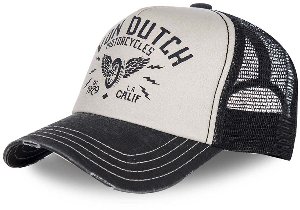 Von Dutch - Casquette Trucker Snapback Crew2 | taille unique | réglable | fermeture à pression - noir et blanc