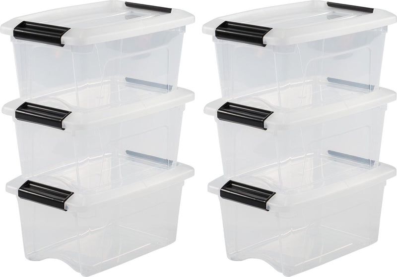 Boîte de rangement Iris new topbox - 5l - plastique - noir transparent - lot de 6