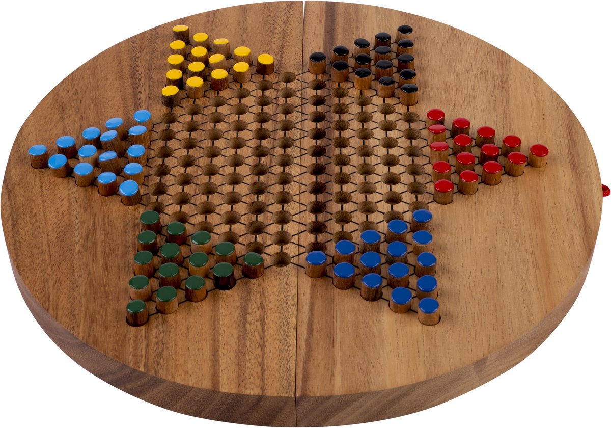 Engelhart dames chinoises rondes - taille xl - jeu de stratégie en bois - 2 à 6 joueurs - jeu de société star halma -