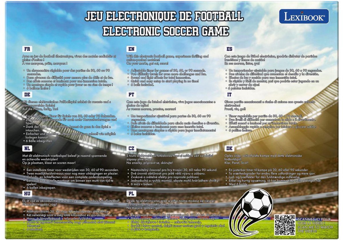 Jeu de football électronique Lexibook avec éclairage et son pour 2 joueurs