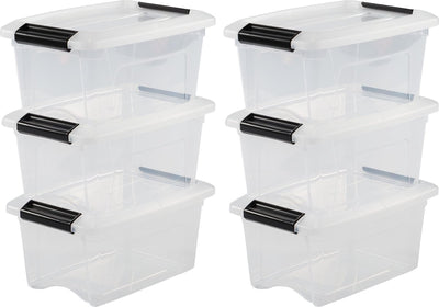Boîte de rangement Iris new topbox - 5l - plastique - noir transparent - lot de 6