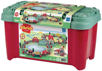 Abrick ecoiffier - jeu de construction voie ferrée, gare et accessoires, 140 pièces.