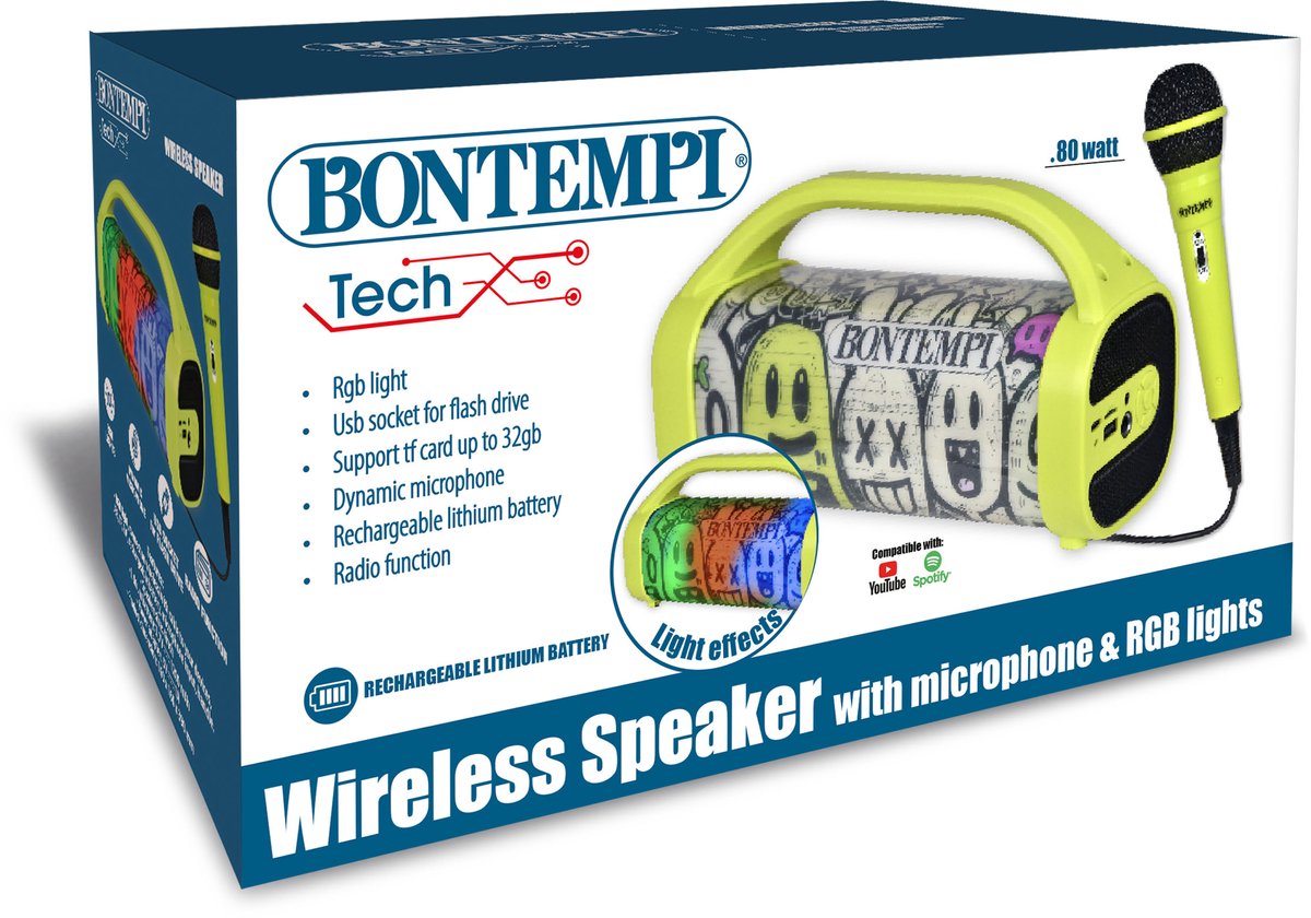 Bontempi spa bontempi - haut-parleur avec microphone et effets de lumière