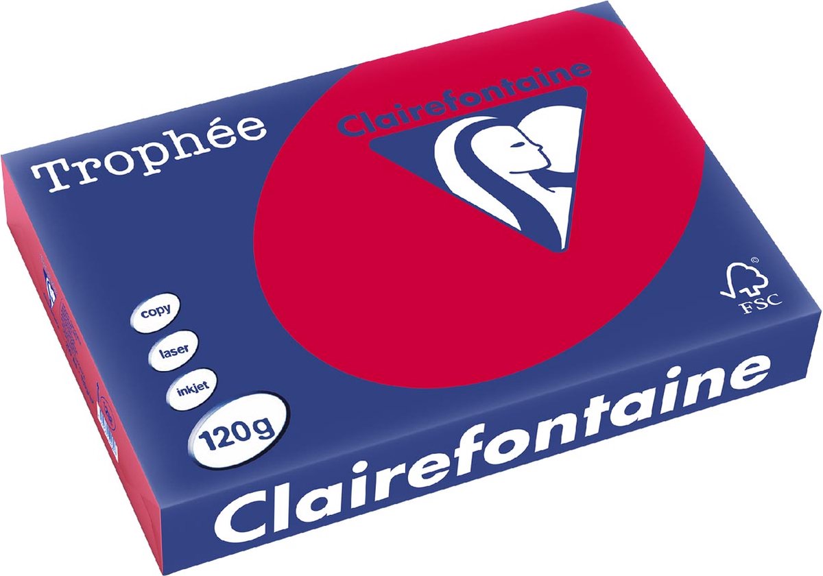 Clairefontaine trophée intense | papier de couleur | a4 | 120g | 250 feuilles | rouge cerise