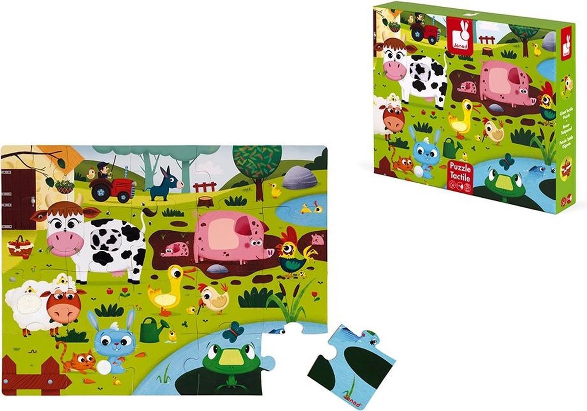Janod - puzzle tactile - animaux de la ferme - 20 grandes pièces