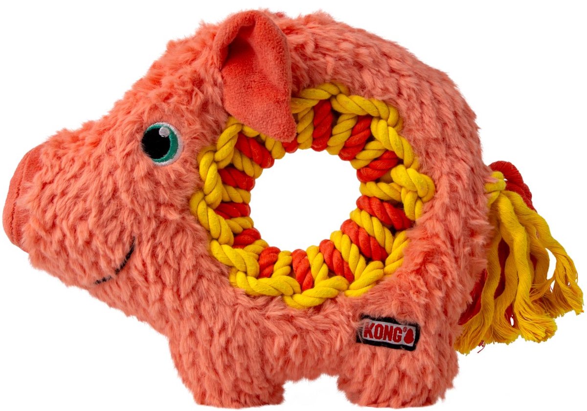 Kong ringaroos pig - jouet pour chien - rose m