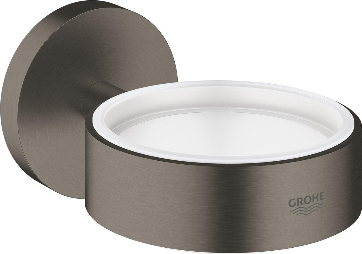 Support Grohe essentials pour distributeur de savon ou verre - montage mural - graphite dur brossé (anthracite mat)