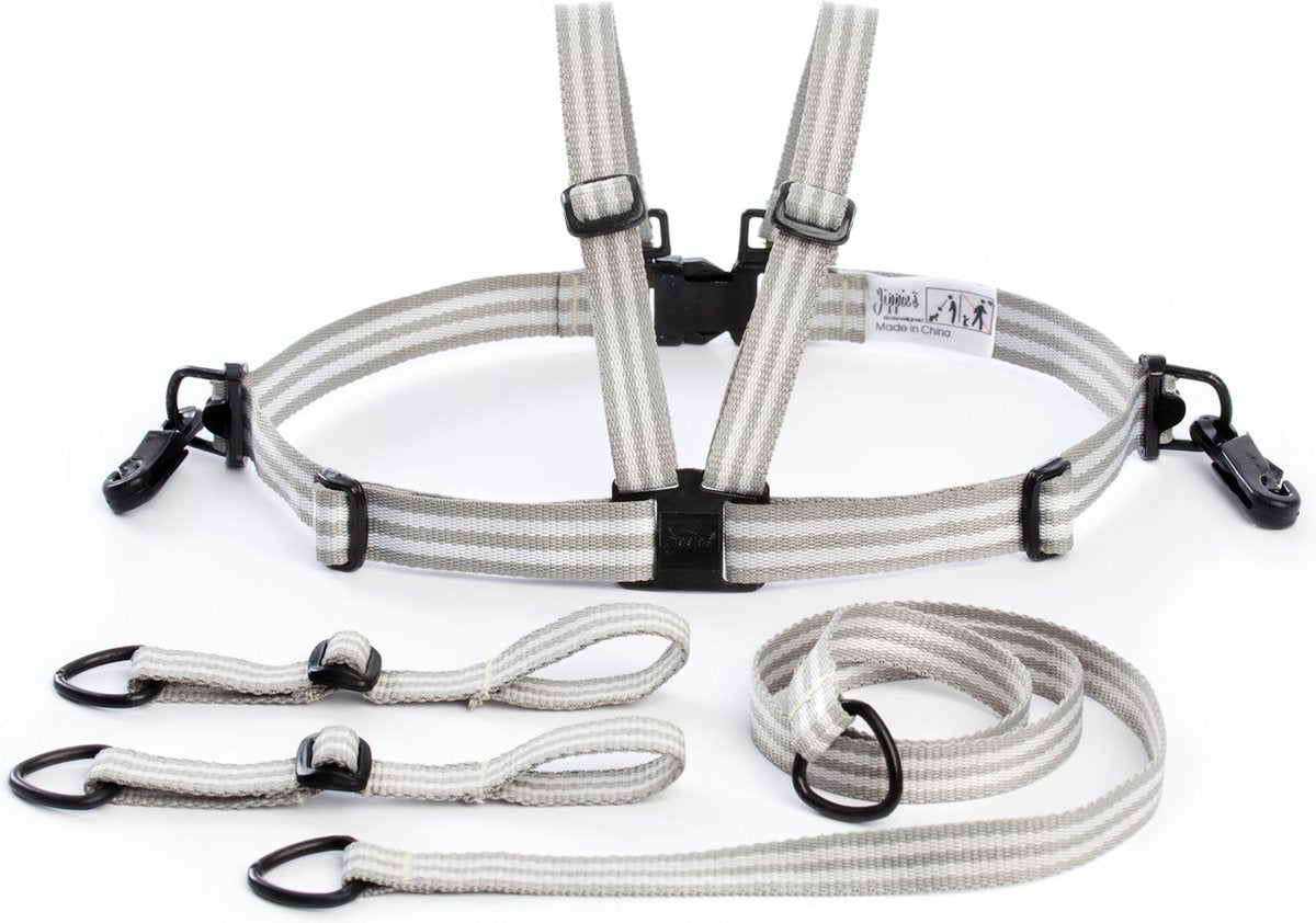 Jippie's - harnais de sécurité - gris - harnais de sécurité pour bébés et jeunes enfants - convient aux poussettes, chaises hautes - avec ceinture de marche 85 cm