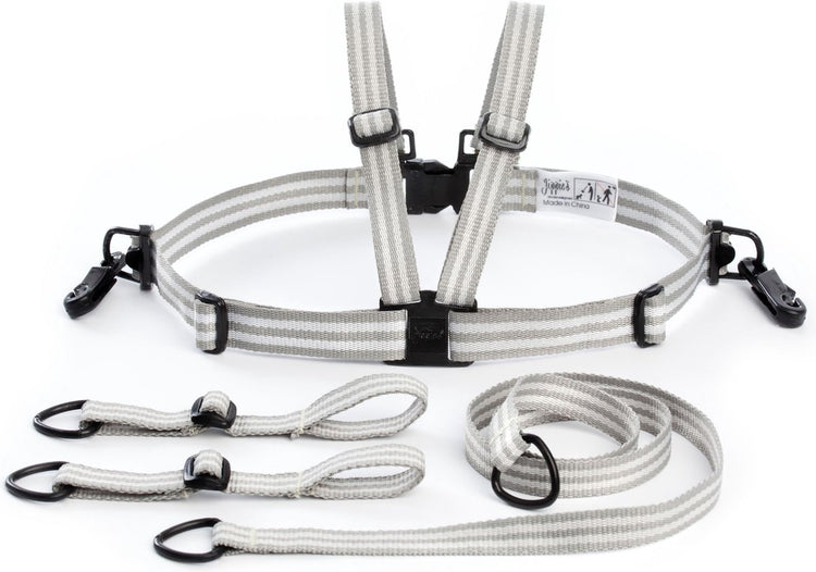 Jippie's - harnais de sécurité - gris - harnais de sécurité pour bébés et jeunes enfants - convient aux poussettes, chaises hautes - avec ceinture de marche 85 cm