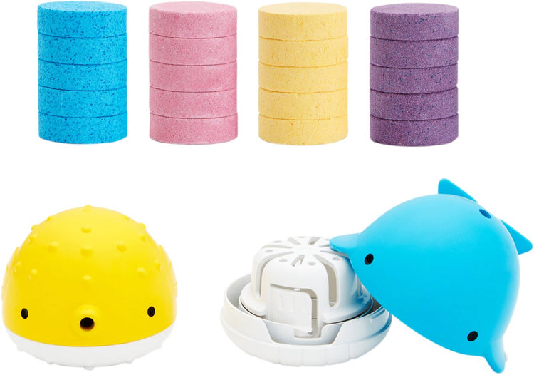 Jouets de bain Munchkin avec 20 comprimés effervescents - color buddies™ - 2 poissons effervescents - comprimés effervescents pour le bain - comprimés effervescents pour le bain - jouets de bain interactifs pour enfants