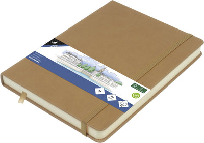 Carnet de croquis Kangaro - a5 - taupe - couverture rigide PU - avec élastique et ruban de lecture