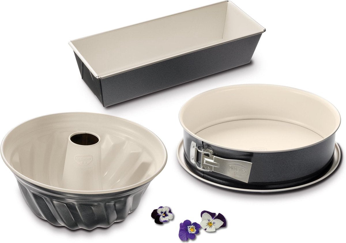 Ensemble de moules à pâtisserie Dr. Oetker - moule à charnière - moule turban - moule à gâteau - 3 pièces