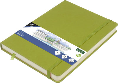 Carnet de croquis Kangaro - a5 - vert lime - couverture rigide en pu - avec élastique et ruban de lecture - k-861229