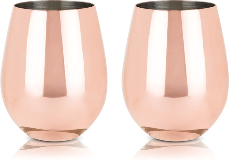 Verre à vin sans pied Viski - acier inoxydable - 532ml - couleur cuivre - lot de 2