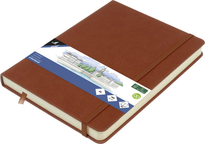 Carnet de croquis Kangaro - a5 - cognac - couverture rigide en PU - avec élastique et ruban de lecture - k-861227