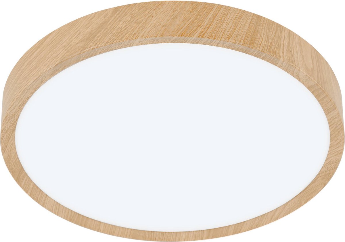 Plafonnier Eglo musurita - salle de bain - LED - ø 34 cm - aspect bois naturel