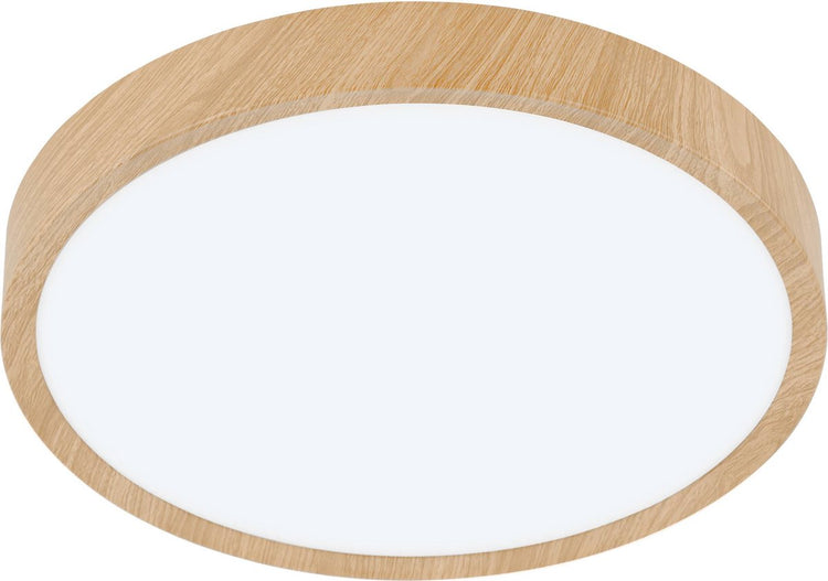 Plafonnier Eglo musurita - salle de bain - LED - ø 34 cm - aspect bois naturel