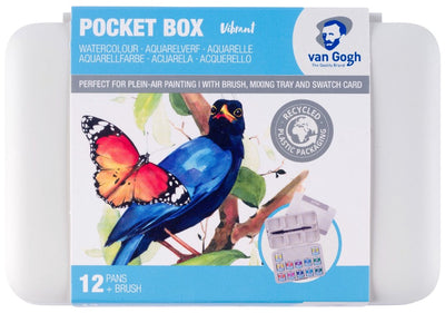 Van Gogh • boîte de poche de peinture aquarelle nuances vives avec 12 couleurs en demi-godets