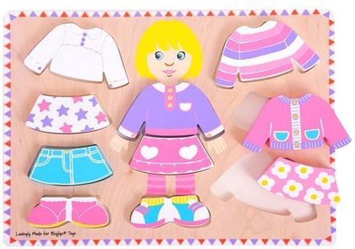 Bigjigs Wooden Dressing Puzzle Girl, 10e.